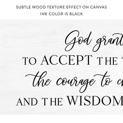 Serenity Prayer Sign With Subtle Wood Texture Effect on Canvas - Motivational Wall Art - Pretty Perfect Studio