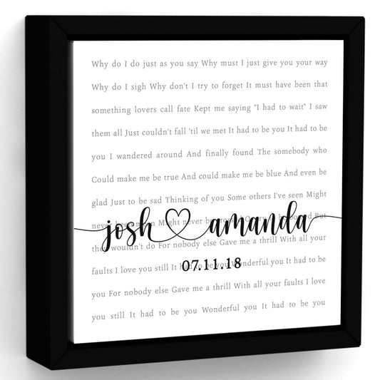 Song Lyrics Sign Personalized With Names and Date - Pretty Perfect Studio