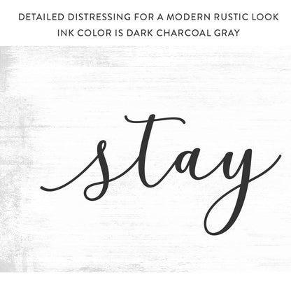 Stay Awhile Canvas Sign With Modern Rustic Look - Pretty Perfect Studio