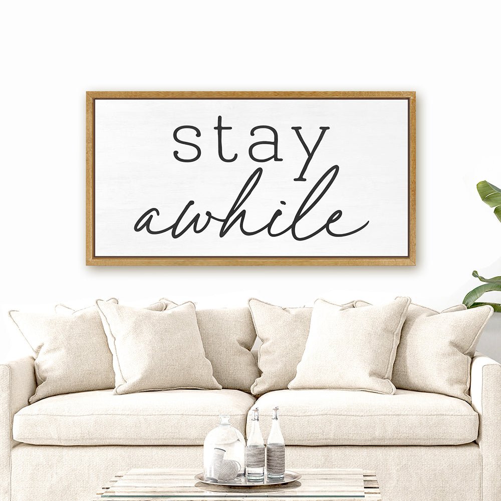 Stay Awhile Canvas Wall Art for Living Room - Pretty Perfect Studio