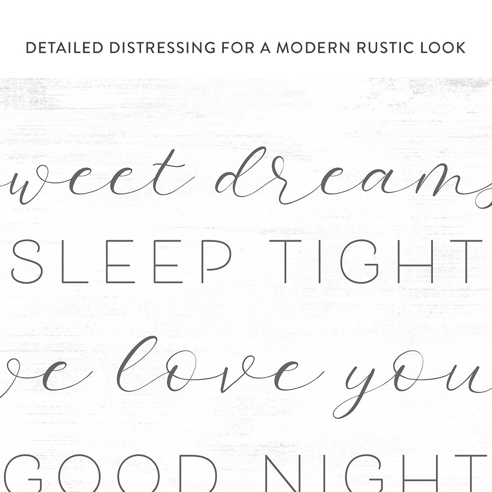 Sweet Dreams Sleep Tight Sign With Distressed Modern Rustic Look - Pretty Perfect Studio