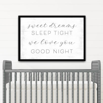 Sweet Dreams Sleep Tight Sign Above Baby Bed - Pretty Perfect Studio