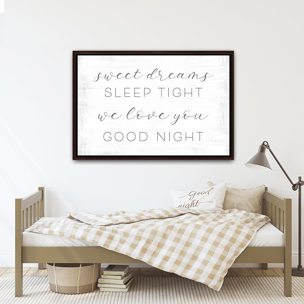 Sweet Dreams Sleep Tight Sign Above Child's Bed - Pretty Perfect Studio