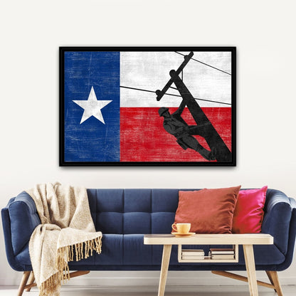 Texas Lineman Wall Art in Family Room Above the Couch - Pretty Perfect Studio