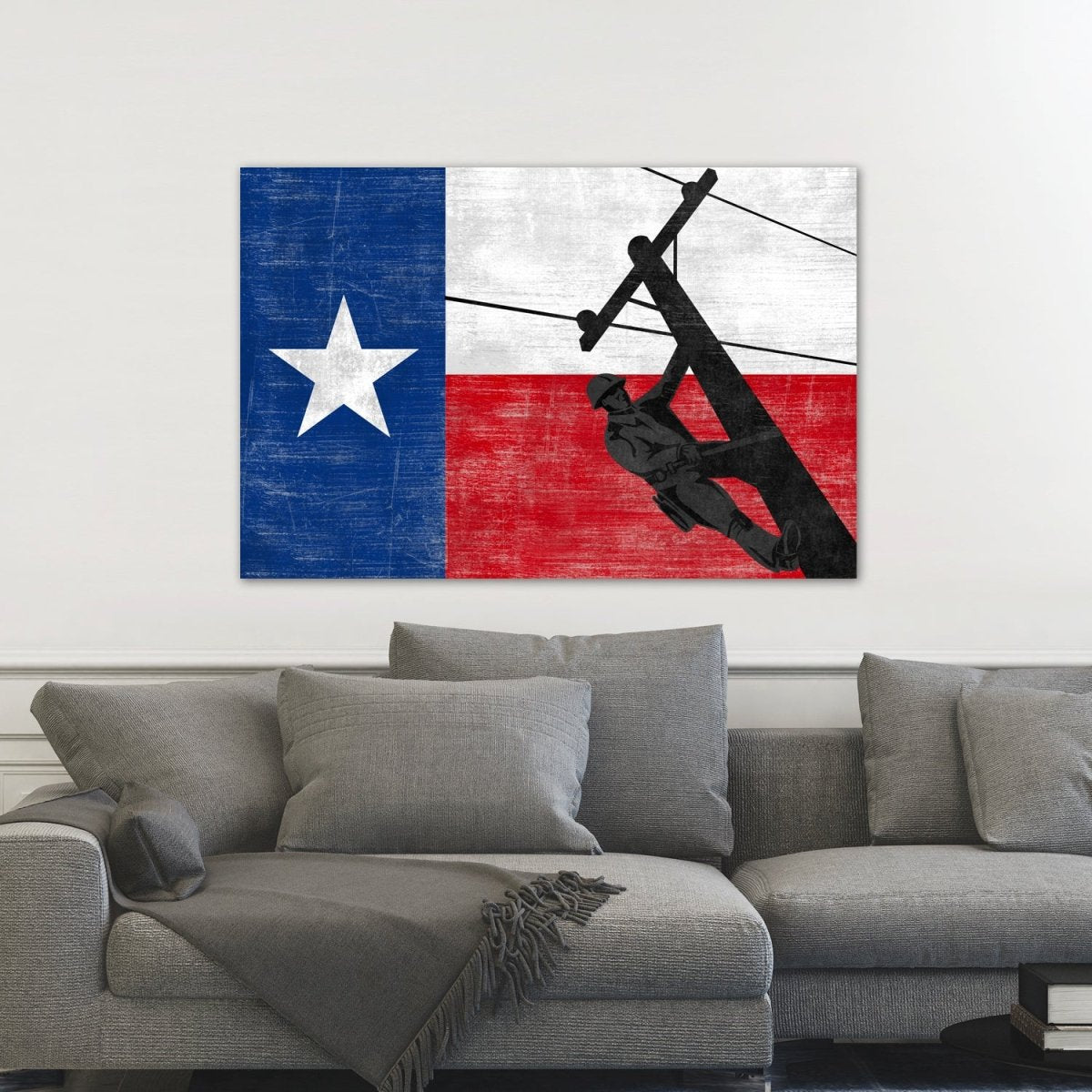 Texas Lineman Wall Art in Family Room - Pretty Perfect Studio