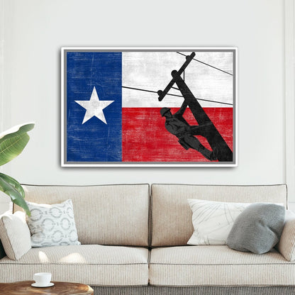 Texas Lineman Wall Art in Family Room Above the Couch - Pretty Perfect Studio