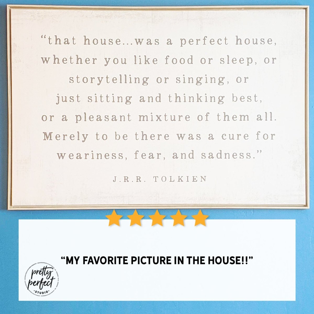 Customer product review for that house was a perfect house sign by Pretty Perfect Studio