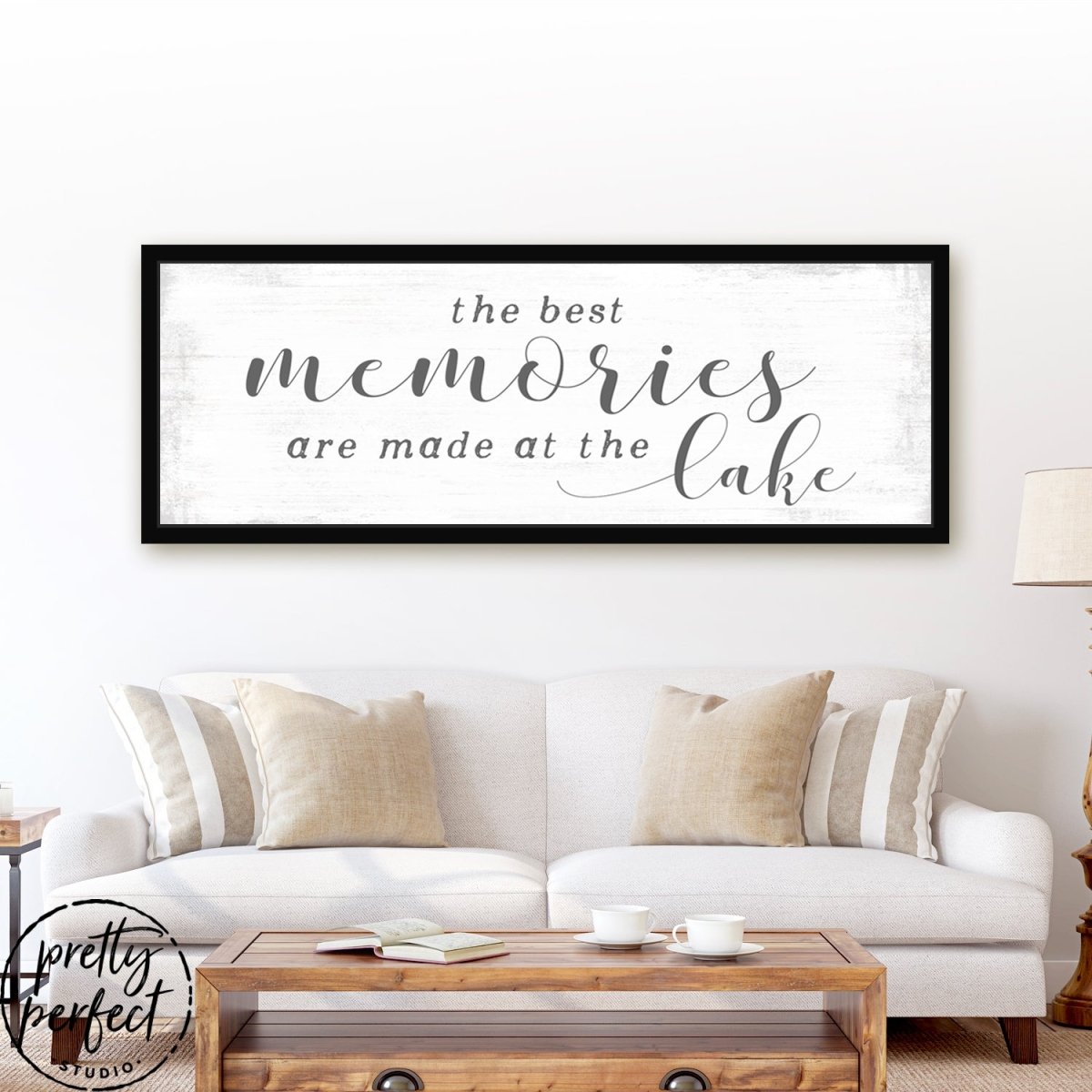 The Best Memories Are Made at the Lake Sign Above Couch - Pretty Perfect Studio