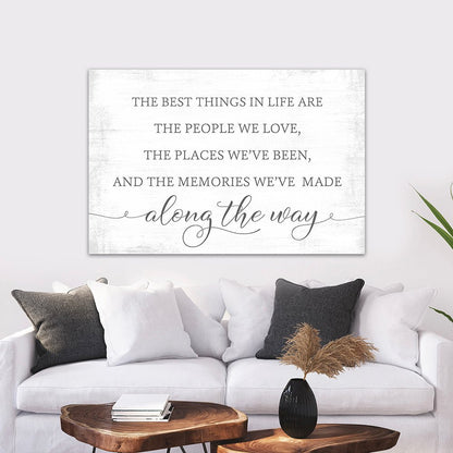 The Best Things In Life Are The People We Love Sign Above Couch - Pretty Perfect Studio