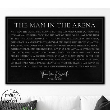 The Man In The Arena Canvas Wall Art in Office - Pretty Perfect Studio 