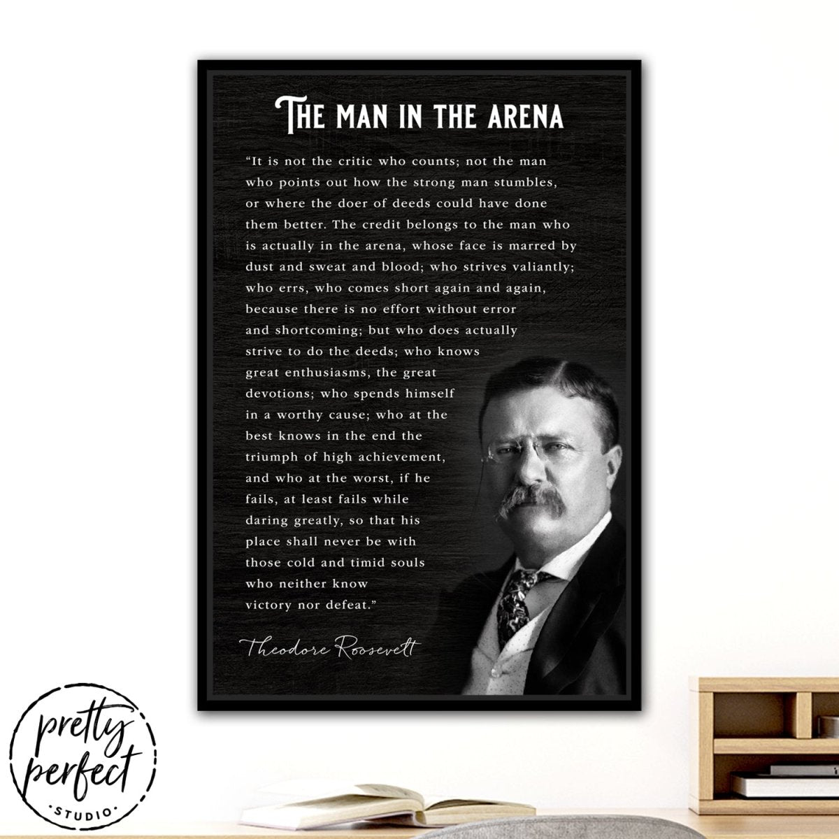 The Man In The Arena Canvas Wall Art in Office - Pretty Perfect Studio