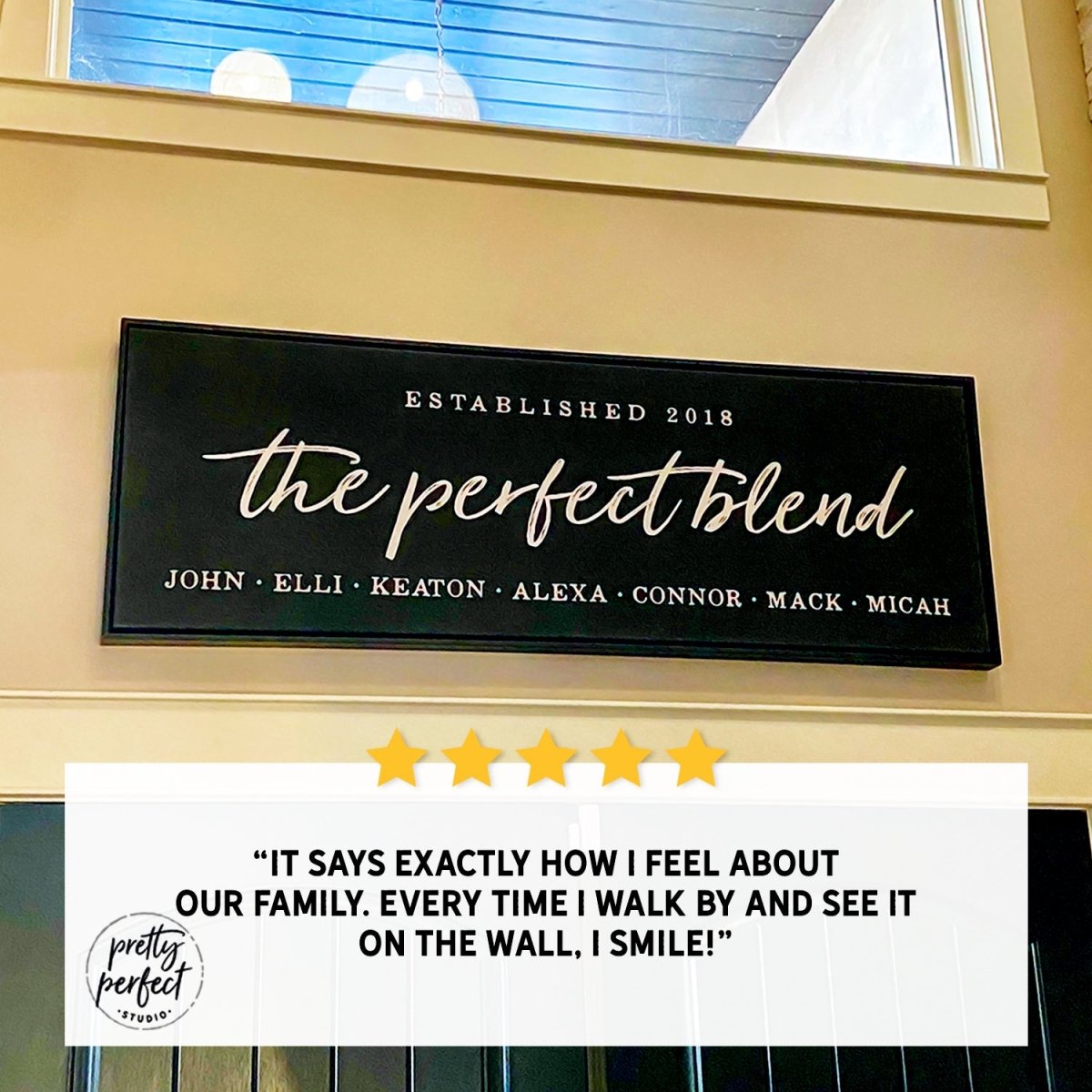 Customer product review for personalized perfect blend sign by Pretty Perfect Studio
