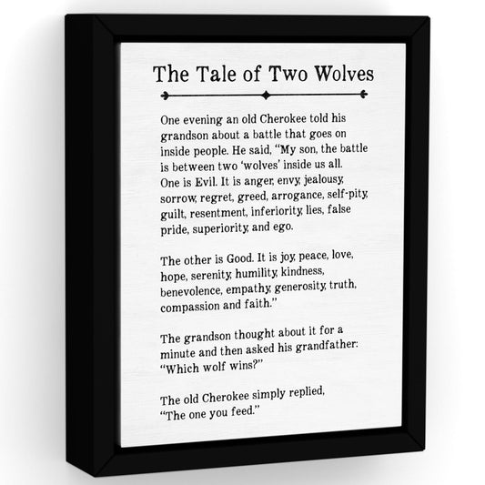 The Tale Of Two Wolves Sign