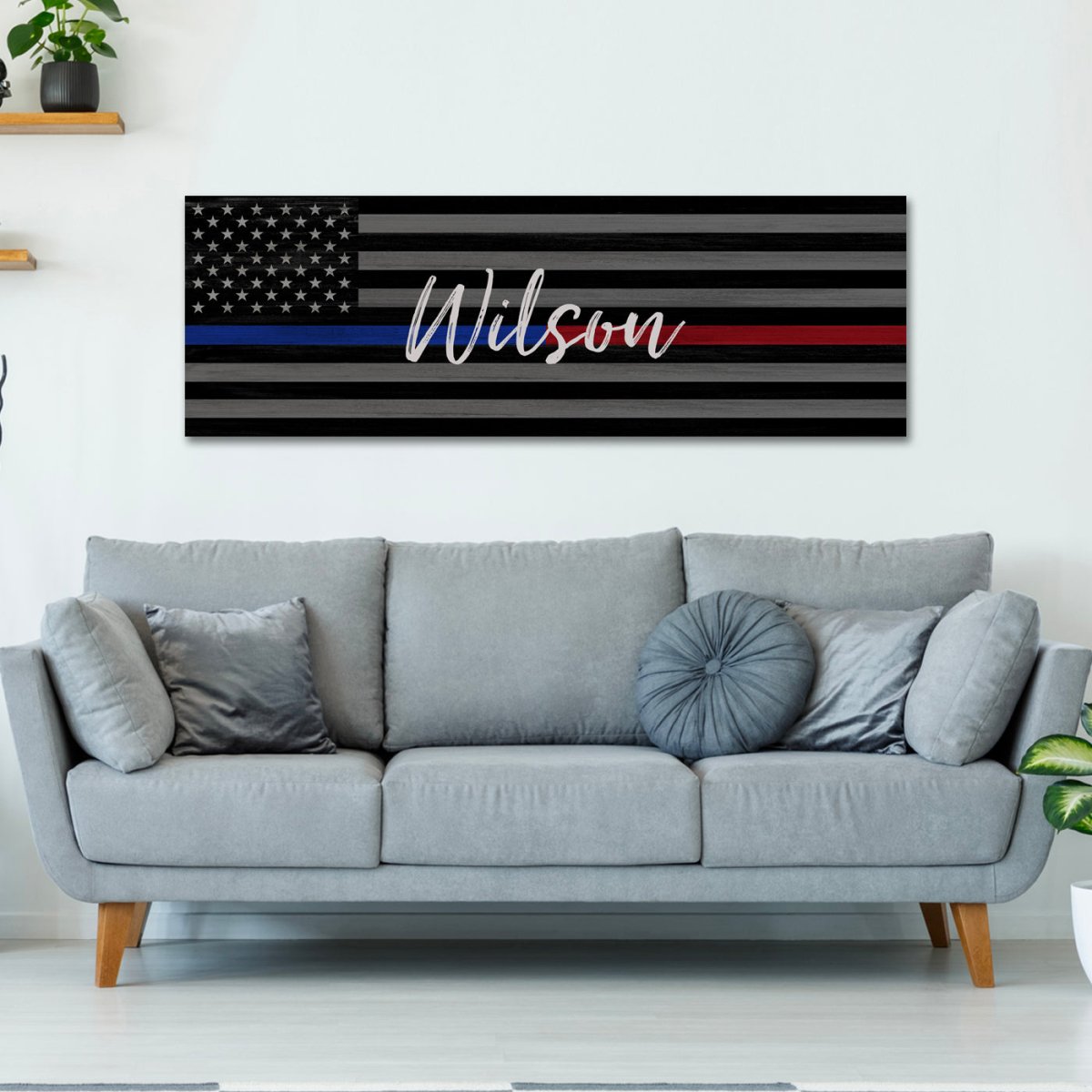 Thin Blue Line Police Officer Canvas Wall Art - Pretty Perfect Studio