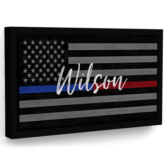 Thin Blue Line Police Officer Canvas Wall Art - Pretty Perfect Studio