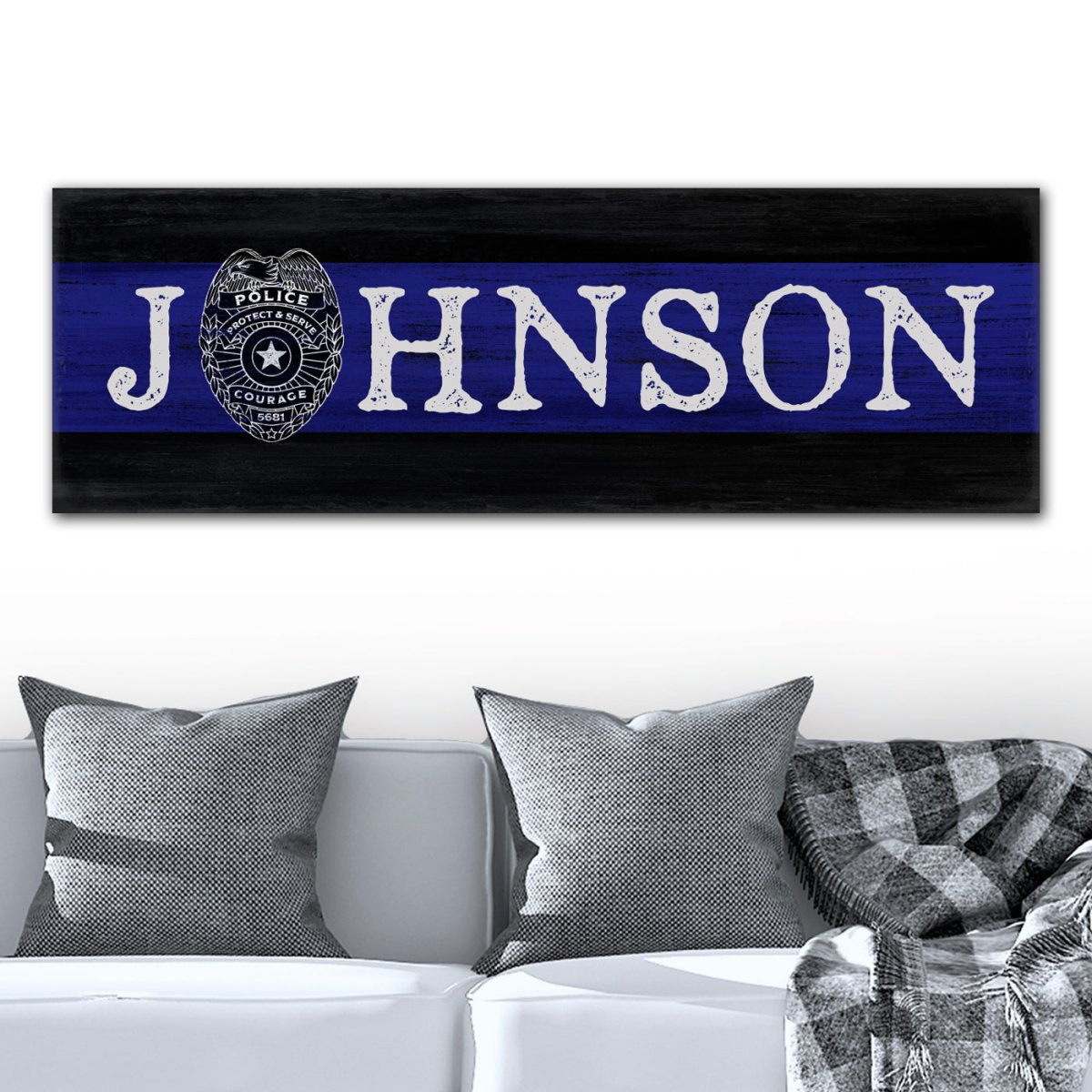 Thin Blue Line Sign Police Officer Gift - Pretty Perfect Studio