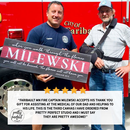 Customer product review for Thin Red Line Firefighter Prayer Name Sign by Pretty Perfect Studio