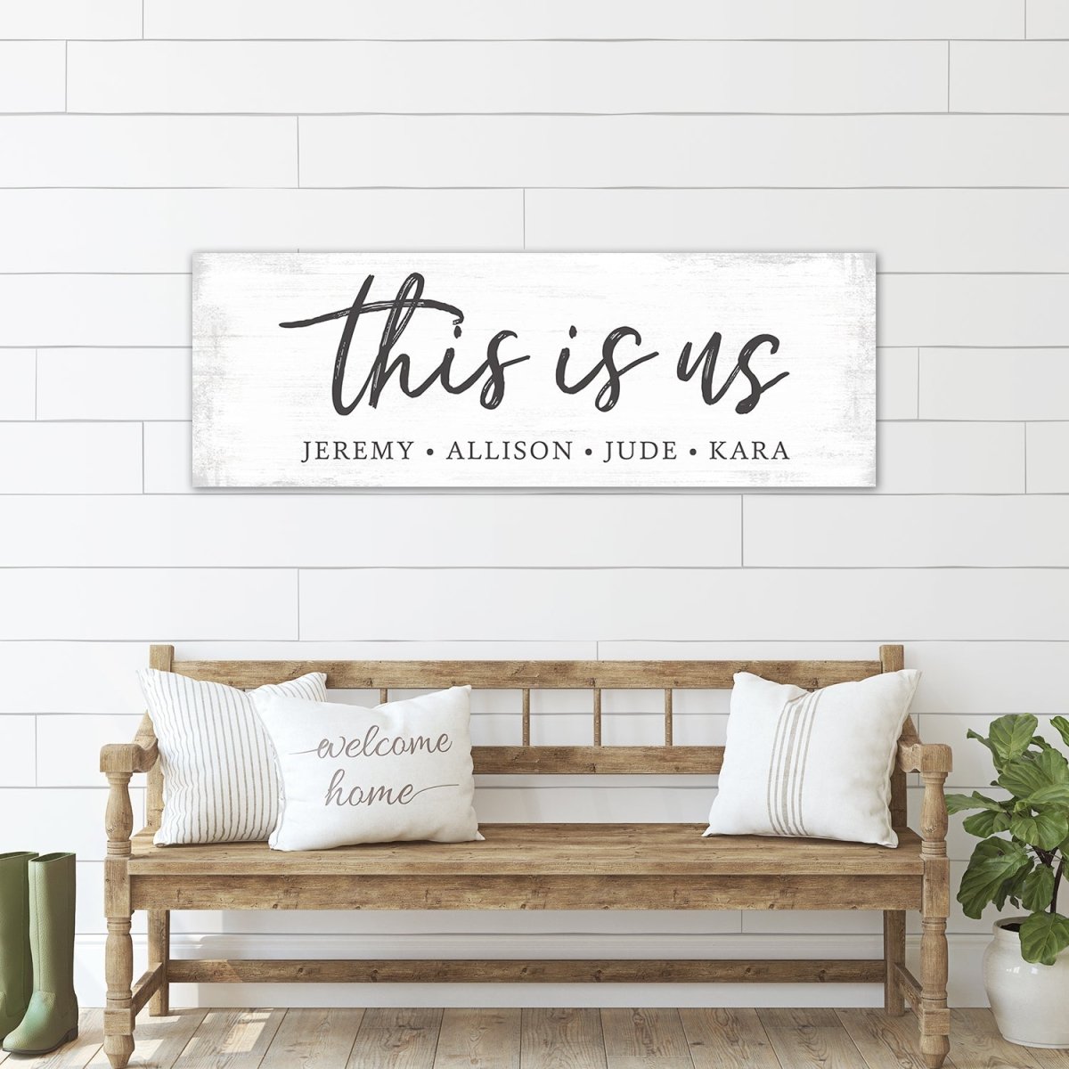 This Is Us Personalized Canvas Wall Art in Entryway - Pretty Perfect Studio
