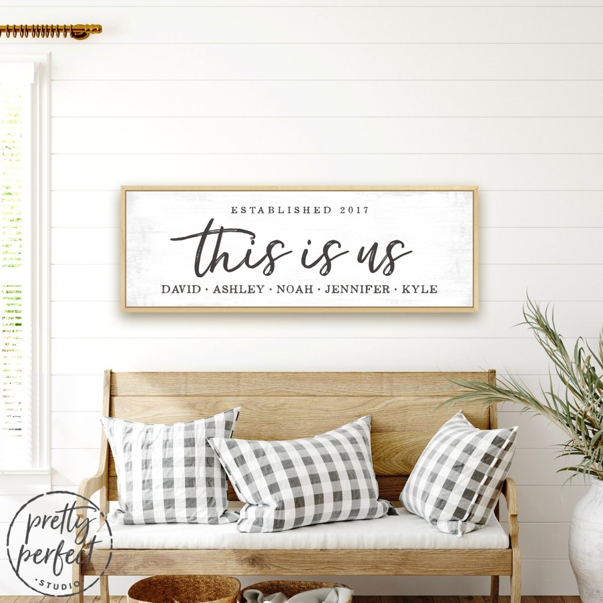 This Is Us Sign Personalized With Family Name & Date Above Couch - Pretty Perfect Studio