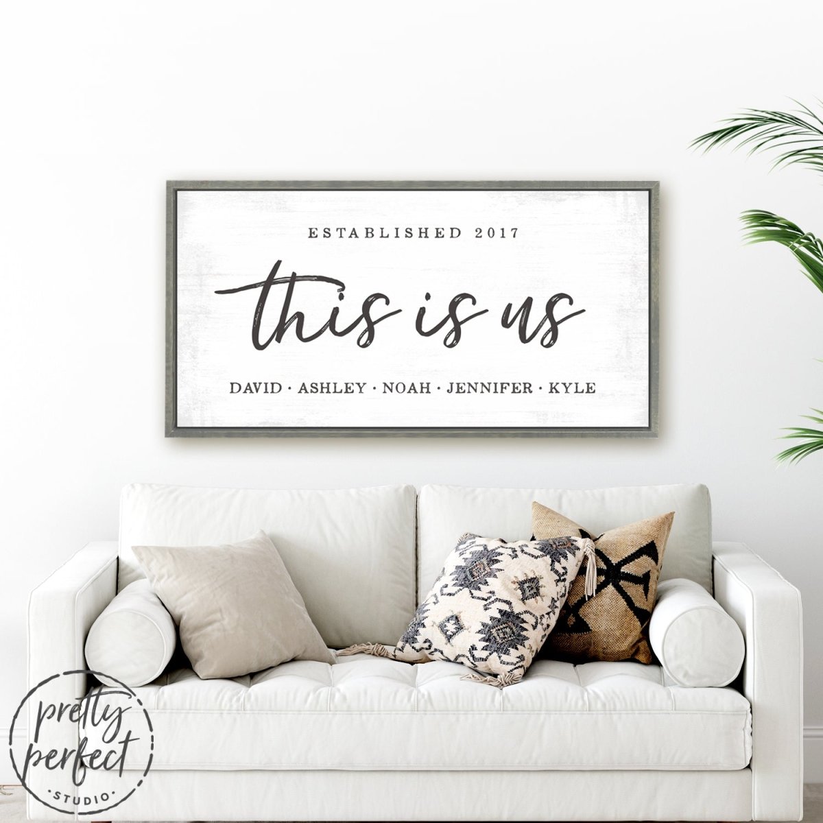 This Is Us Sign Personalized With Family Name & Date in Living Room - Pretty Perfect Studio