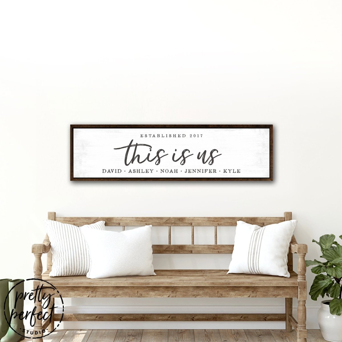 This Is Us Sign Personalized With Family Name & Date Above Bench - Pretty Perfect Studio