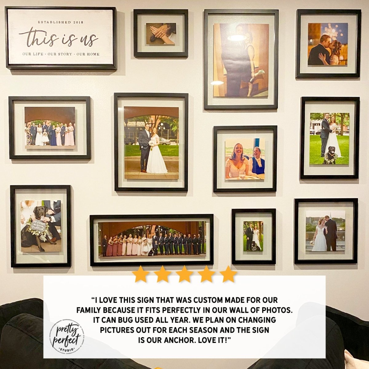 Customer product review for personalized this is us sign by Pretty Perfect Studio
