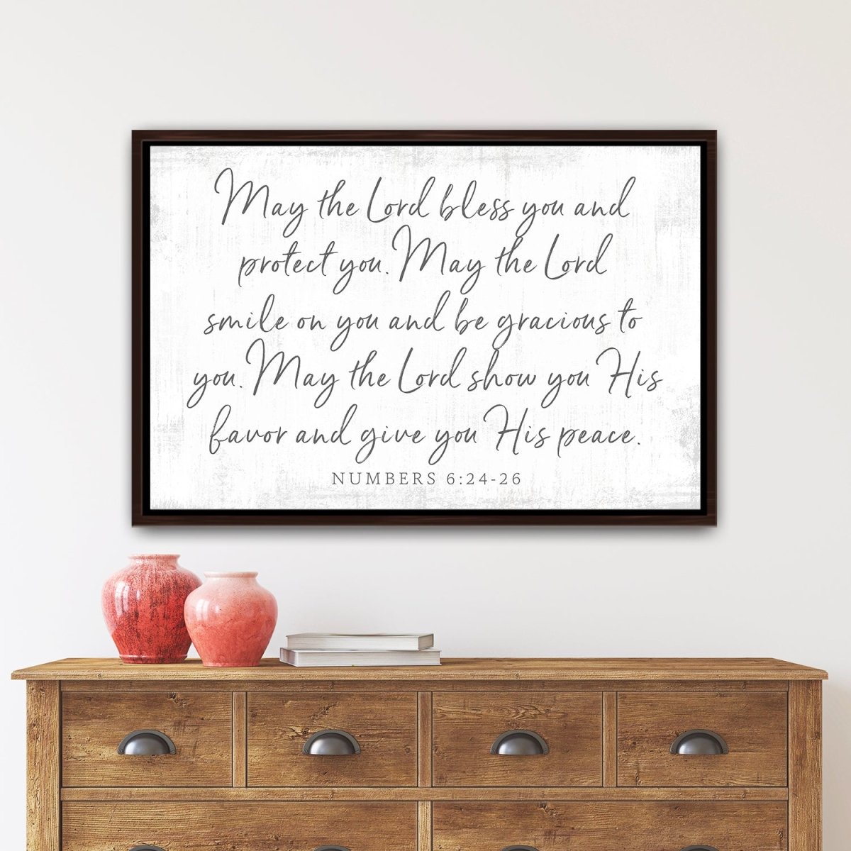 Threshold Blessing Numbers 6:24-26 Bible Verse Christian Family Sign Above Dresser - Pretty Perfect Studio