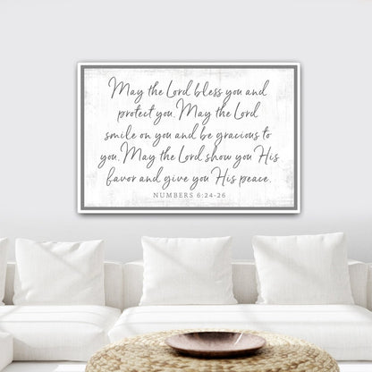 Threshold Blessing Numbers 6:24-26 Bible Verse Christian Family Sign Above Couch - Pretty Perfect Studio