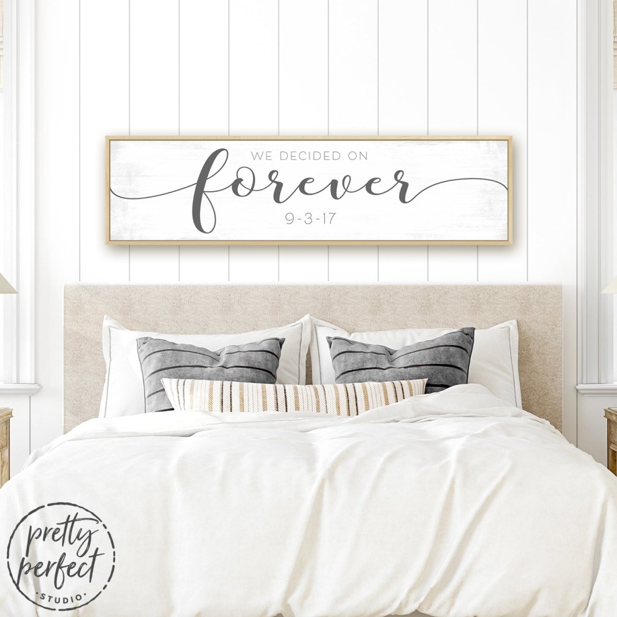 We Decided On Forever - Personalized Wedding Date Sign Over Headboard - Pretty Perfect Studio