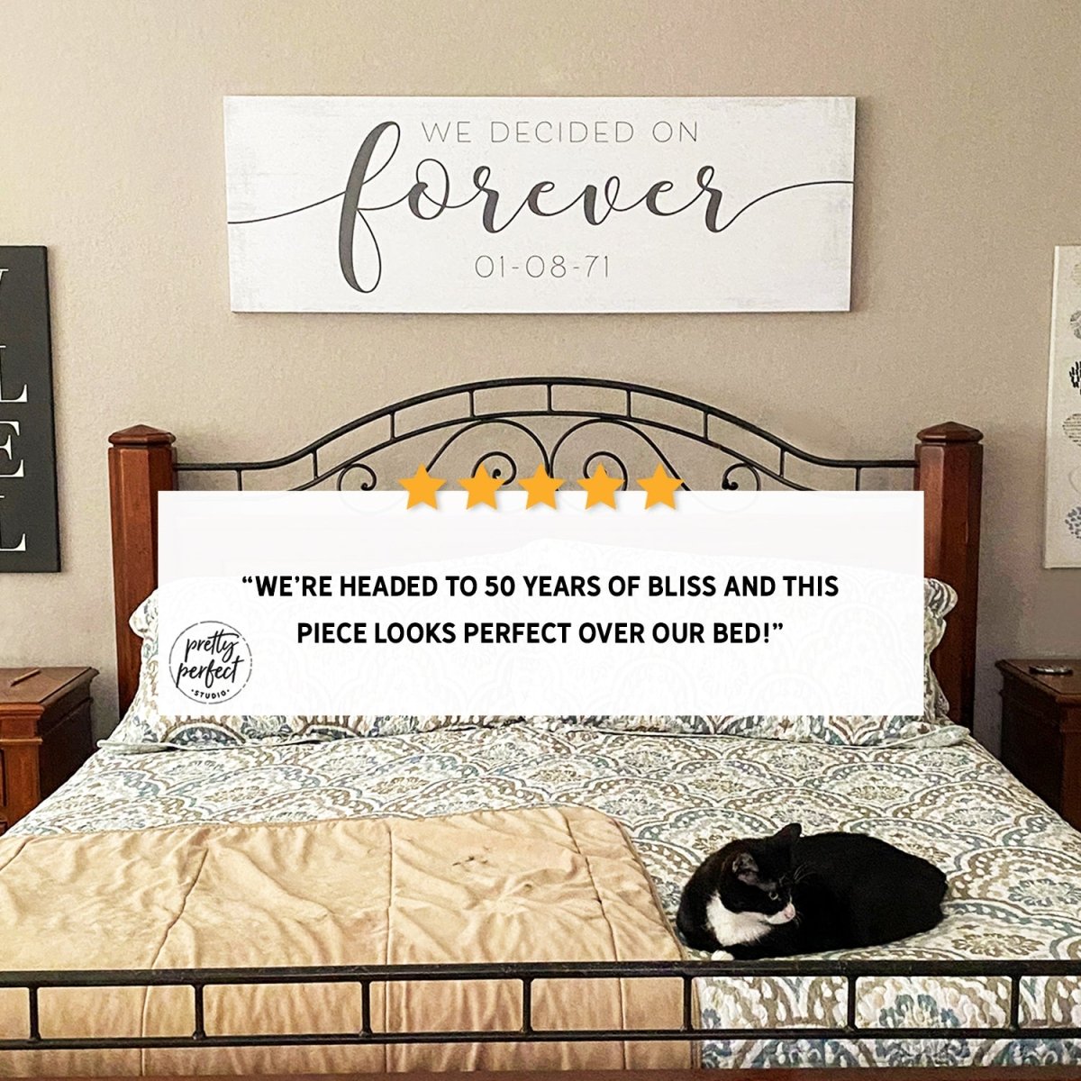 Customer product review for personalized we decided on forever sign by Pretty Perfect Studio