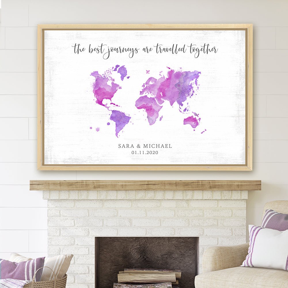 Wedding Guest Signing Map in Living Room Above Fireplace - Pretty Perfect Studio