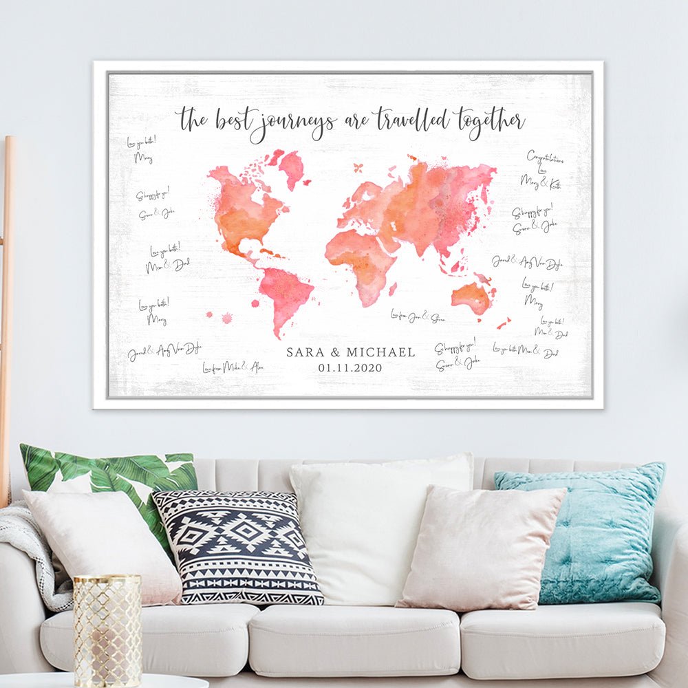 Wedding Guest Signing Map in Living Room Above Couch - Pretty Perfect Studio