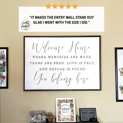 Customer product review for welcome home you belong here sign by Pretty Perfect Studio
