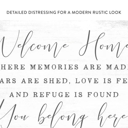 Welcome Home, You Belong Here Sign Entryway Foyer and Living Room Canvas Wall Art - Pretty Perfect Studio