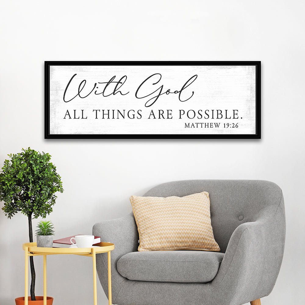 With God All Things Are Possible Sign in Family Room - Pretty Perfect Studio