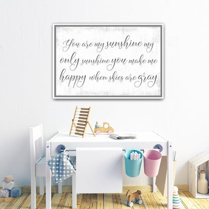 You Are My Sunshine Sign, My Only Sunshine Wall Art in Nursery Above Play Area - Pretty Perfect Studio